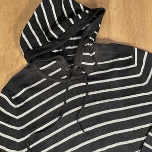 Hurley striped hoodie size Large Cyber Goth Grunge Skater Sweatshirt Hooded Y2K